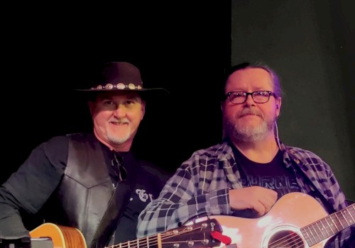 Dark and Grey performing rock and acoustic guitar music live at Currents Restaurant during Live Music Friday at Riverhouse Lodge Bend Oregon.