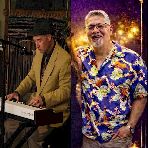 T5 Jazz Duo performing saxophone live during brunch at Currents Restaurant Riverhouse Lodge Bend Oregon