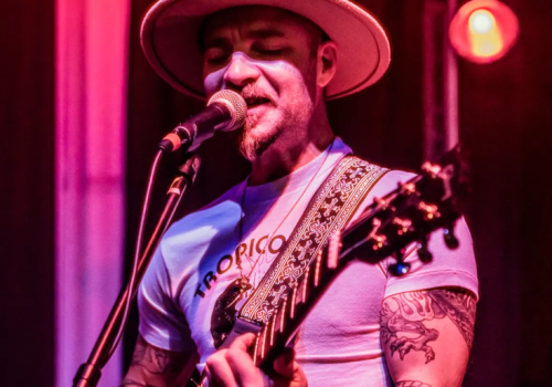 Adam Gabriel performing soulful blues rock live at Currents Restaurant Riverhouse Lodge Bend Oregon
