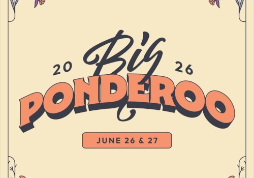 The image advertises the Big Ponderoo event held on June 26 and 27, 2026, with decorative floral and butterfly accents around the border.