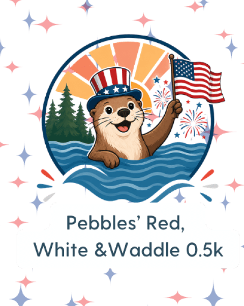 A cheerful otter celebrates Independence Day, holding an American flag with fireworks and a patriotic backdrop.