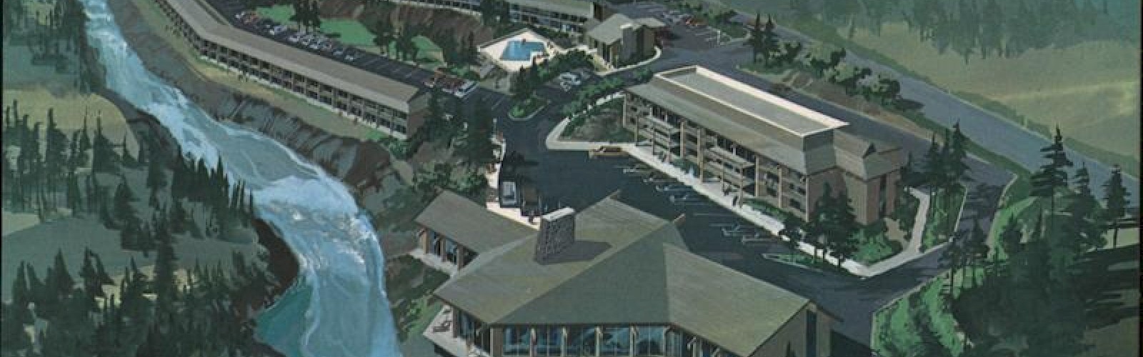 Vintage rendering of Riverhouse on the Deschutes in Bend, Oregon
