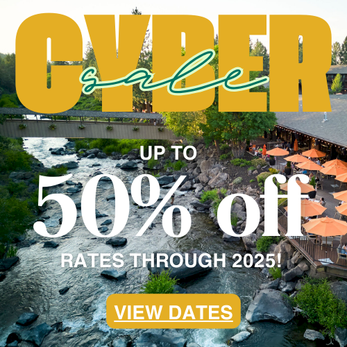 The image is an advertisement for a cyber sale offering up to 50% off rates through 2025, with a 