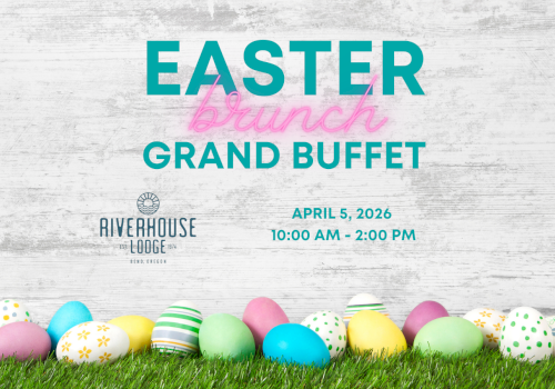 Easter Brunch Grand Buffet at Riverhouse Lodge in Bend, Oregon on April 5, 2026, featuring a festive holiday brunch buffet from 10:00 AM to 2:00 PM.