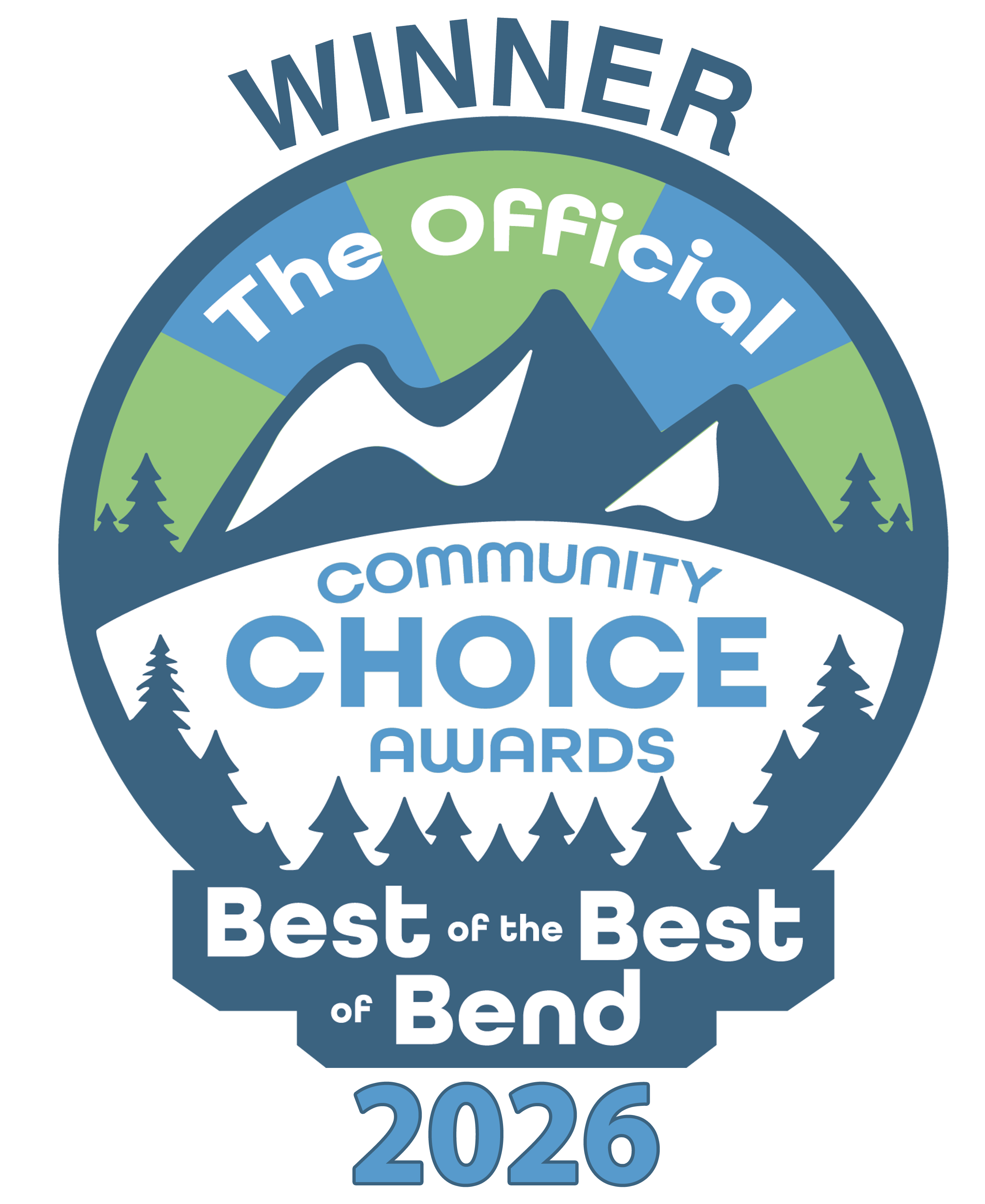 This is a Community Choice Awards badge, declaring Currents at the Riverhouse as the best of the best in 2026, presented by The Bulletin.