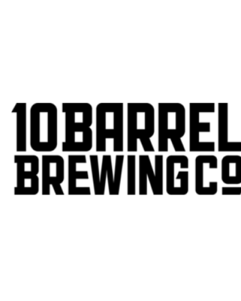The image displays the logo of 10 Barrel Brewing Co, featuring bold black text on a white background. August 11–17, daily from 5–6pm at Currents.