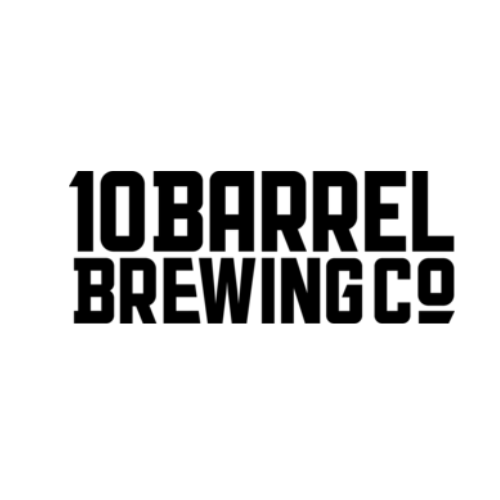 The image displays the logo of 10 Barrel Brewing Co, featuring bold black text on a white background. August 11–17, daily from 5–6pm at Currents.
