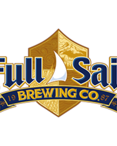 Logo of Full Sail Brewing Co., featuring a white sail within a blue and gold shield design, established in 1987.