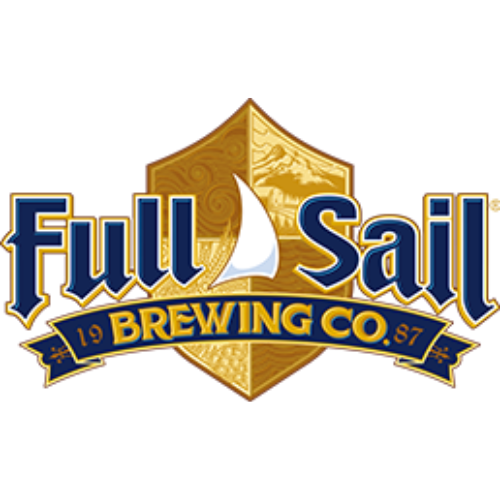 Logo of Full Sail Brewing Co., featuring a white sail within a blue and gold shield design, established in 1987.