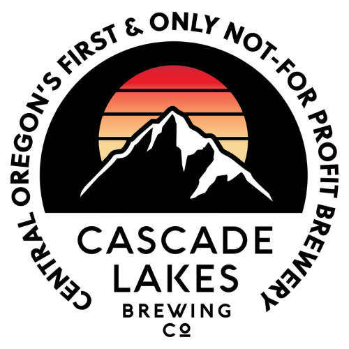 A mountain silhouette is set against a retro-style sunset with horizontal stripes in shades of red, orange, and yellow.