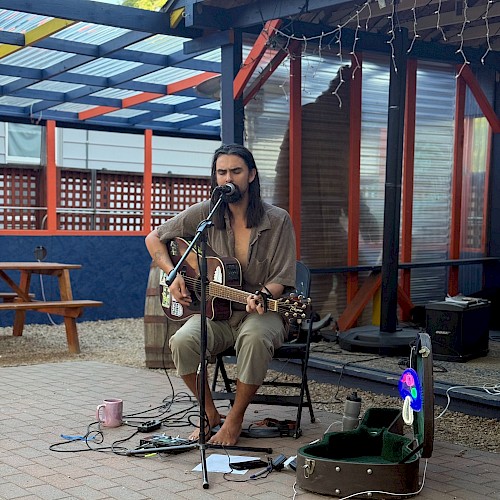 Robot Mushroom live music in Bend Oregon at Currents at the Riverhouse, performing soulful original songs about struggle, peace, and inner beauty on September 26 2025 concert