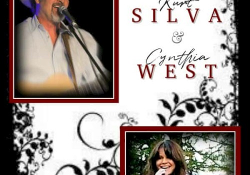 Silva & Cynthia West performing live music duo with floral design backdrop and event text, live at Currents at Riverhouse Lodge in Bend Oregon on October 31, 2025