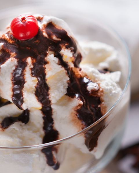 $10 Ice Cream Sundae with choice of ice cream chocolate syrup and cherry on top for Locals week at Currents