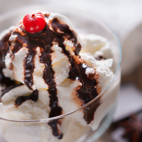 $10 Ice Cream Sundae with choice of ice cream chocolate syrup and cherry on top for Locals week at Currents