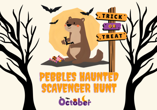 Join Pebbles the River Otter for a spooky adventure! From October 15–November 2, little explorers can uncover hidden clues around Riverhouse Lodge