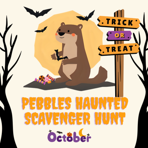 Join Pebbles the River Otter for a spooky adventure! From October 15–November 2, little explorers can uncover hidden clues around Riverhouse Lodge