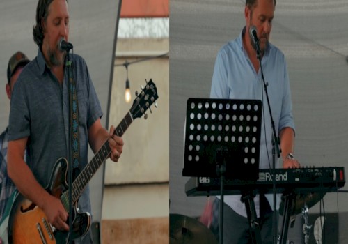 Mike & Mitch performing live at Currents at Riverhouse Lodge in Bend, Oregon—an energetic blues, country, and soul music event along the Deschutes River.