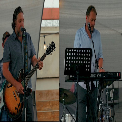 Mike & Mitch performing live at Currents at Riverhouse Lodge in Bend, Oregon—an energetic blues, country, and soul music event along the Deschutes River.